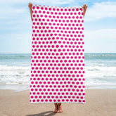 Hot Pink on White Polka Dots Beach Bath Towel, Towel, $ 42.95, A Moment Of Now™